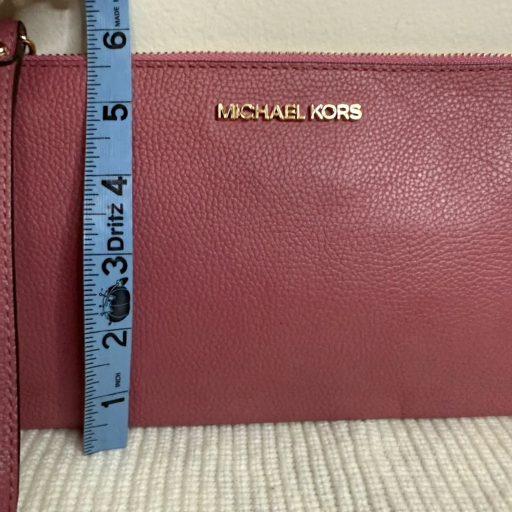 Michael Kors Berry Pink Large Wristlet/Clutch pebbled leather